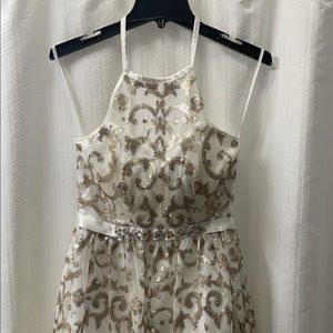 White and gold homecoming dress